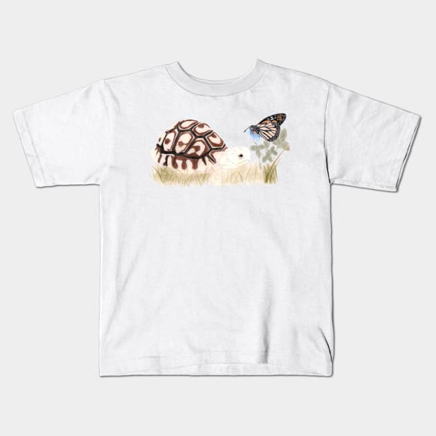 Tortoise and Butterfly Kids T-Shirt by lindaursin